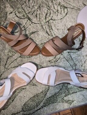Bundle Franco Sarto Taupe size 9 and White Strappy Slingback Size 10. $60.00
